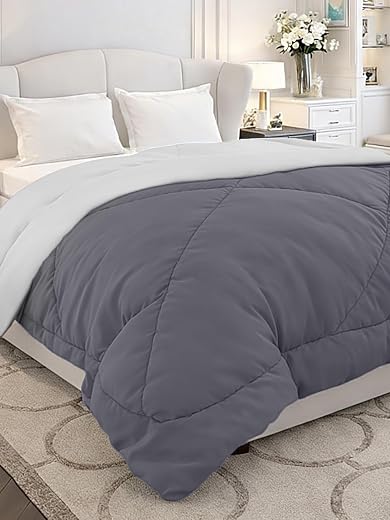 Monte Carlo Polyester Comforter Double Bed | 200 GSM Lightweight &amp; Reversible | Soft Quilt for Mild Winter | Easy Care All...