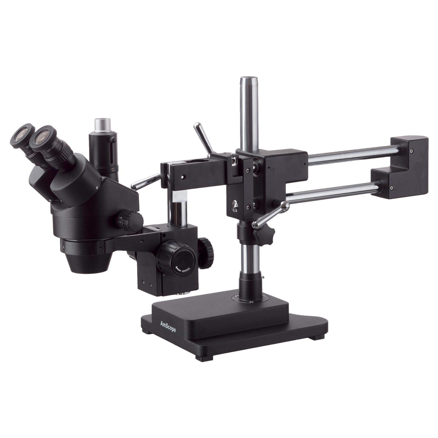 AmScope 7X-45X - Microscopio estéreo trinocular con zoom, cabeza simulfocal, color negro