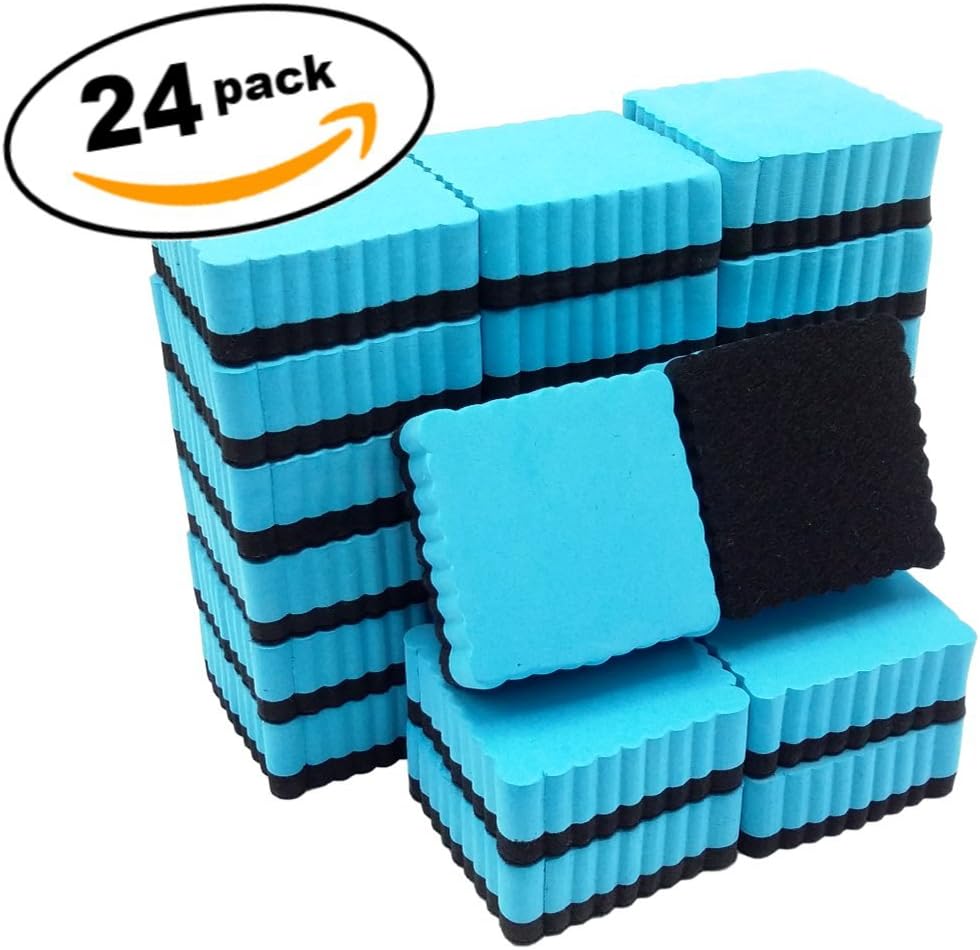 24 pk Mini Dry Erase Erasers Whiteboard Eraser | Magnetic | Clean Your White Boards Quick and Easy