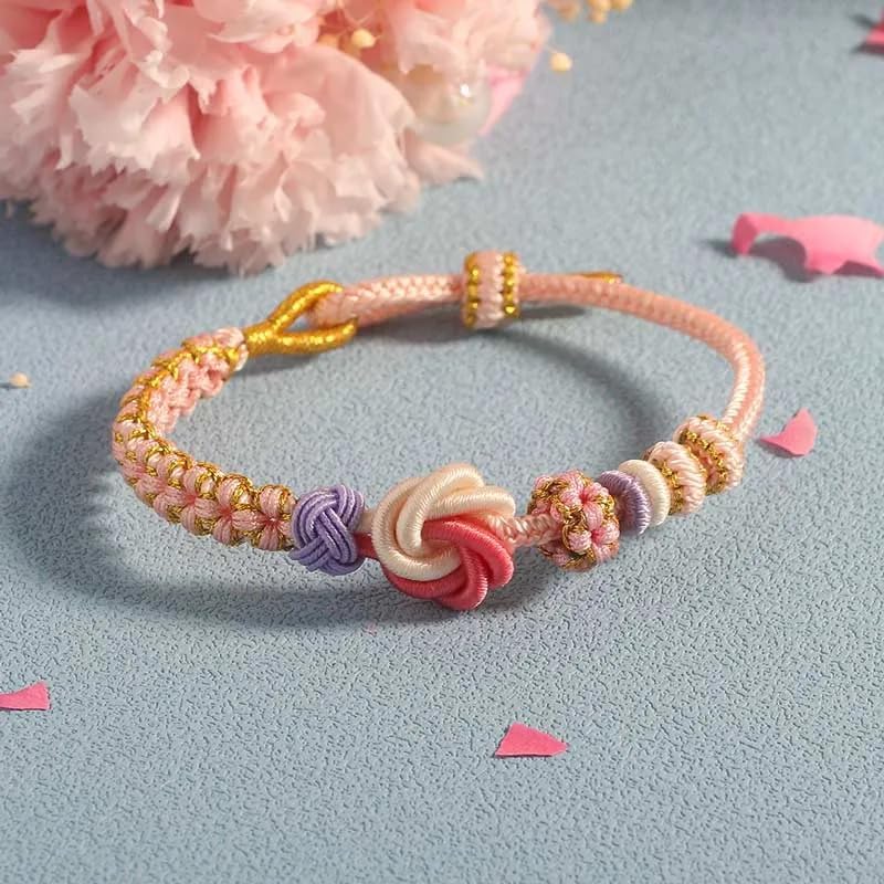 For Granddaughter - A Link That Can Never Be Undone Peach Blossom Knot Bracelet, Granddaughter Bracelet from Grandma Always Brave And Strong Adjustable Hand Braided DIY Bracelet For Women Christmas Jewelry Gifts - Image 6
