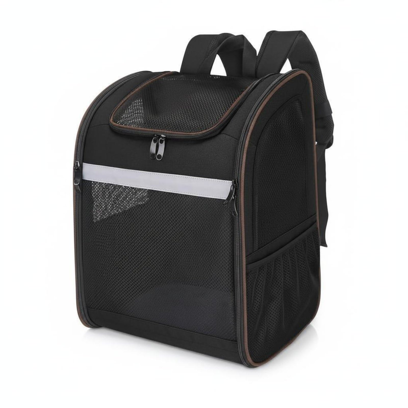Zaino Trasportino per Gatti Cane Animali Domestici Borsa Viaggio con Oxford Durevole Mesh Traspirante Ventilazione Laterale Supporto Spinale Spugna, Kaki