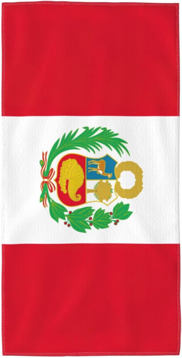 Flag of Peru Print Hand Towels for Kitchen, Decorative Bathroom Towels Decor Farmhouse Cute for Men Women Gifts