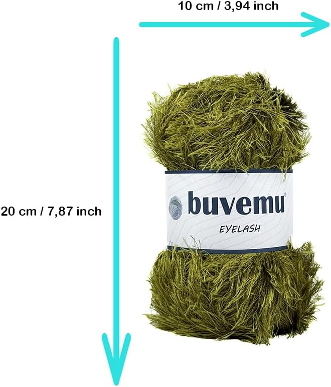Eyelash Fun Fur Yarn 100 Gram (3.53 Ounces) 175 Yards (160 Meters) (Olive Green - 5 Skeins)