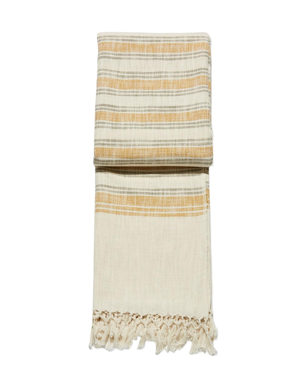Fabindia Yellow Jaira Cotton Hand Woven Bed Cover-image-23