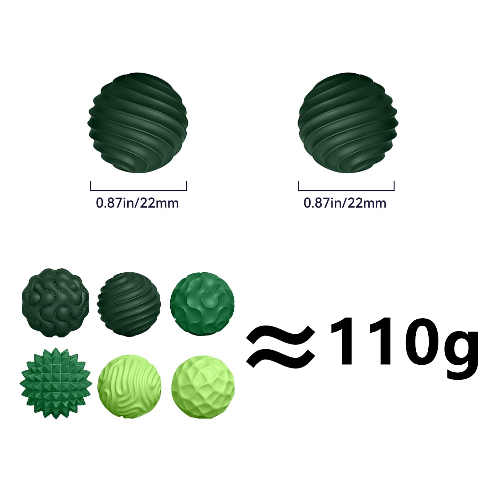 6PCS Balls Fidget Toys Texture Tactile Sensory Balls Balls with Silicone Shell Stress Anxiety Relief Sensory Toys for Fingers Hands for Adults and Teens with Autism (green) - Image 4