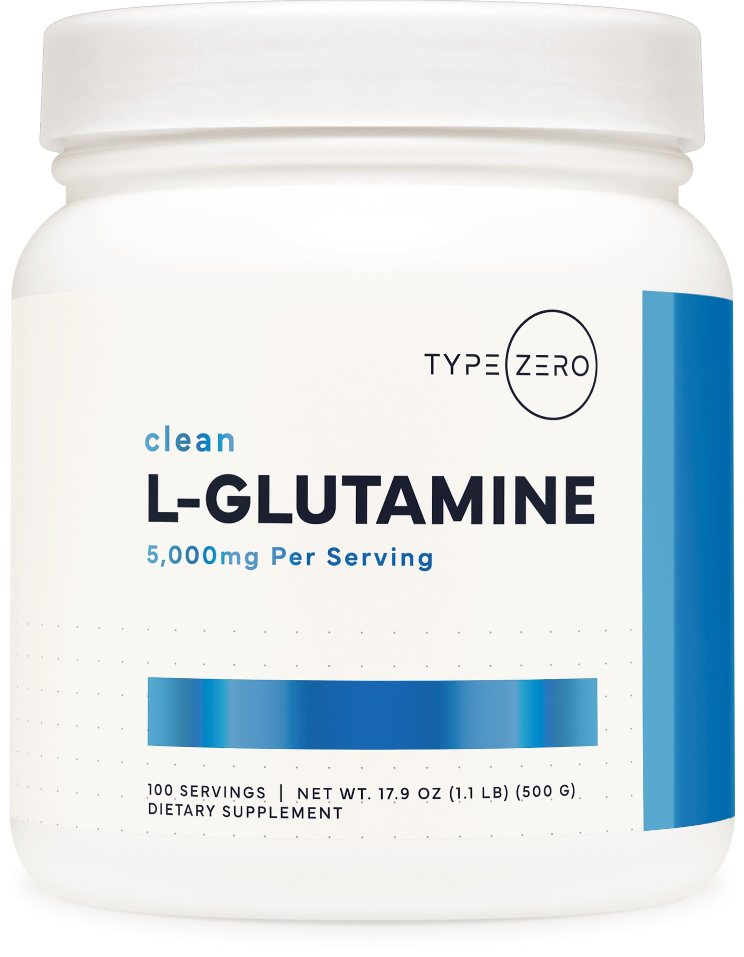 Type Zero L-Glutamine Powder (500G) 3-Month Supply Pure L-Glutamine Supplement - Vegan, Gluten Free, No Fillers