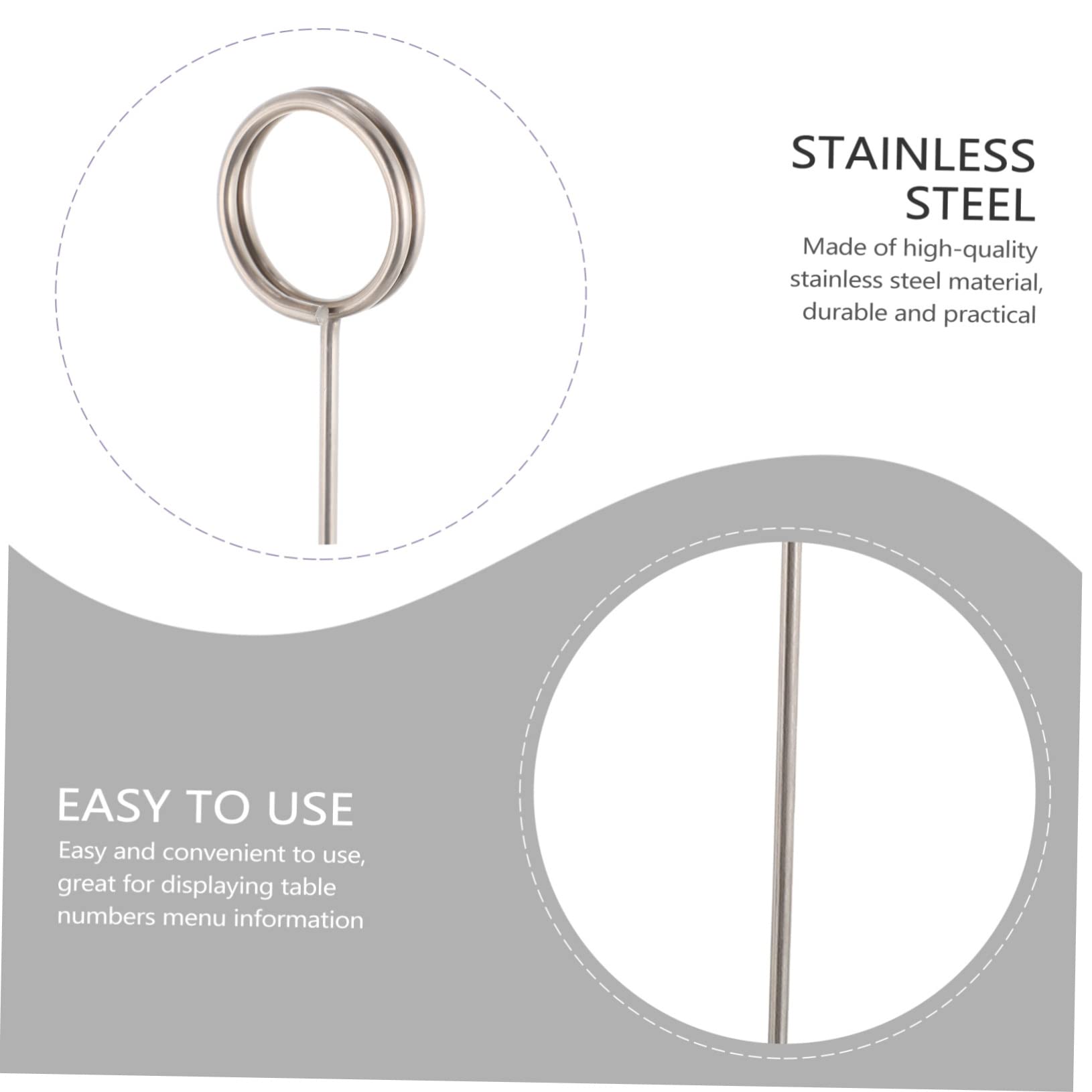 MOLUCKFU 5pcs Table Card Clamp Table Menu Stand Wedding Table Number Holders Table Signs Table Display Stand Table Name Holder Place Stands Stainless Steel Silver