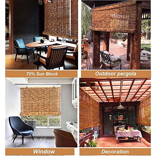 Cocoa Bamboo Roll Up Window Blind For Patio,Sun Shade Blackout Reed Shades 27" Wx60 L 38" Wx72 L 48" Wx96 L Waterproof Breathable Heat Insulation Straw Curtain,Natural ( Size : 23X72In/58X183Cm ) #TOP6