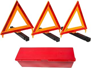 World American Pack of 3 Safety Triangles DOT Approved and Standard FMVSS 125 Reflective Emergency Road Warning Reflectors Kit with Case