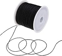 Vista 2 de Cordón de nailon de 0.031 in, hilo de nudo chino macramé pulsera de cola de rata trenzada (negro)