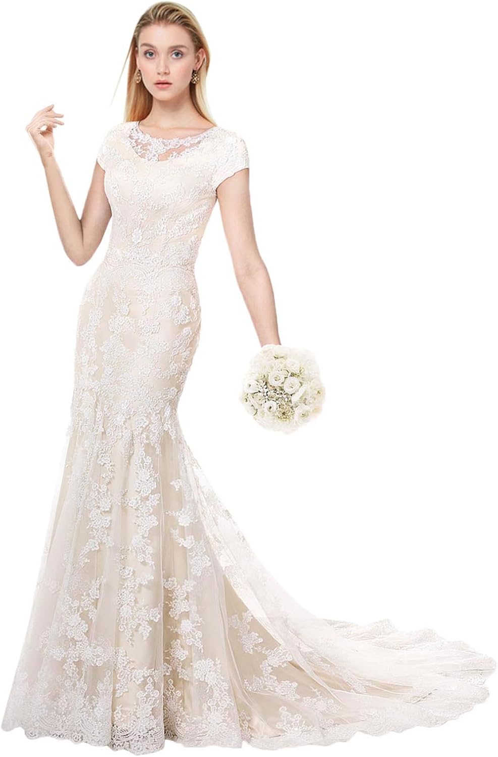 Modest short sleeve wedding dresses Clearance