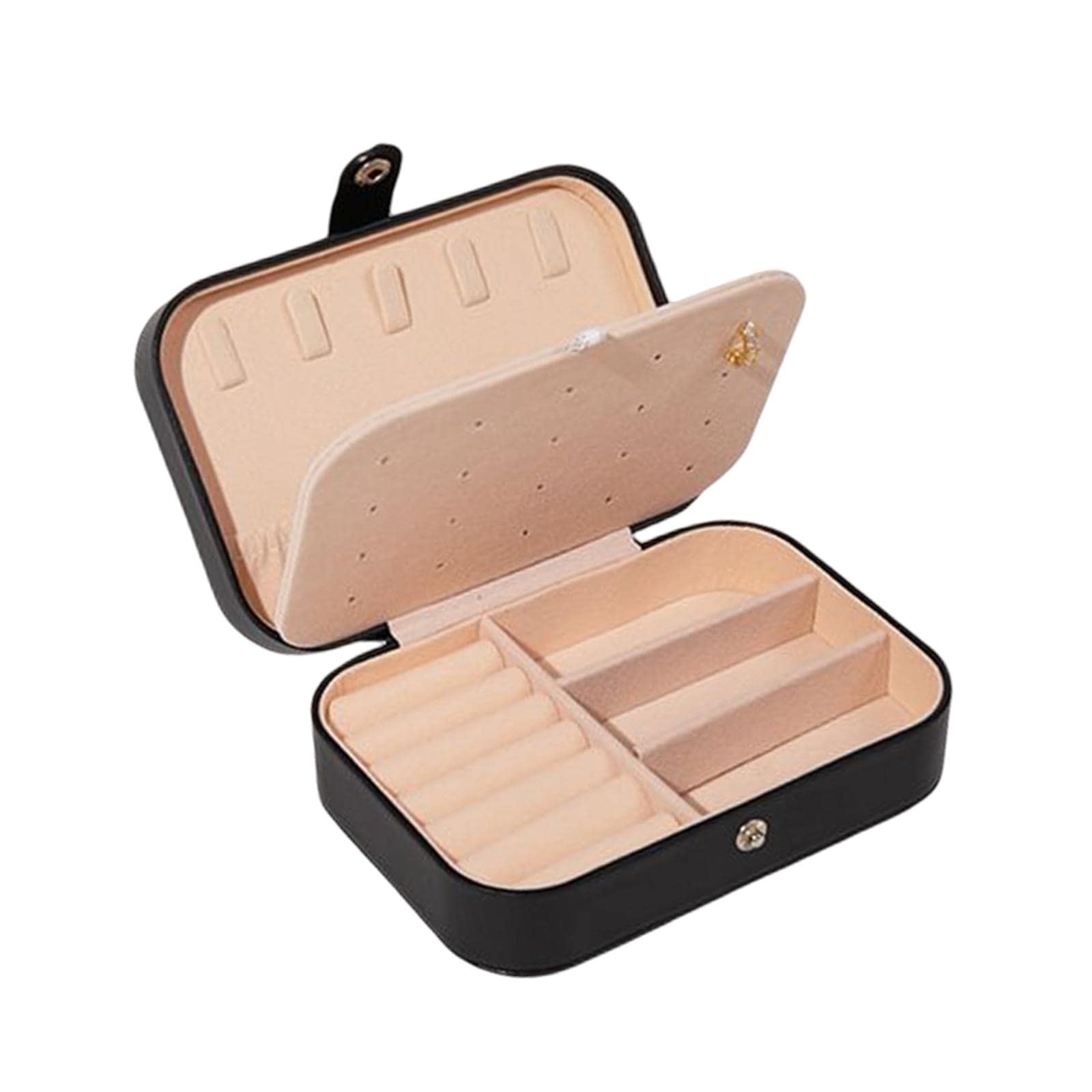 MWTSYSQ Women Jewelry PU Leather Jewelry Box Display Portable Necklace Earring Brooch Black Women Jewelry