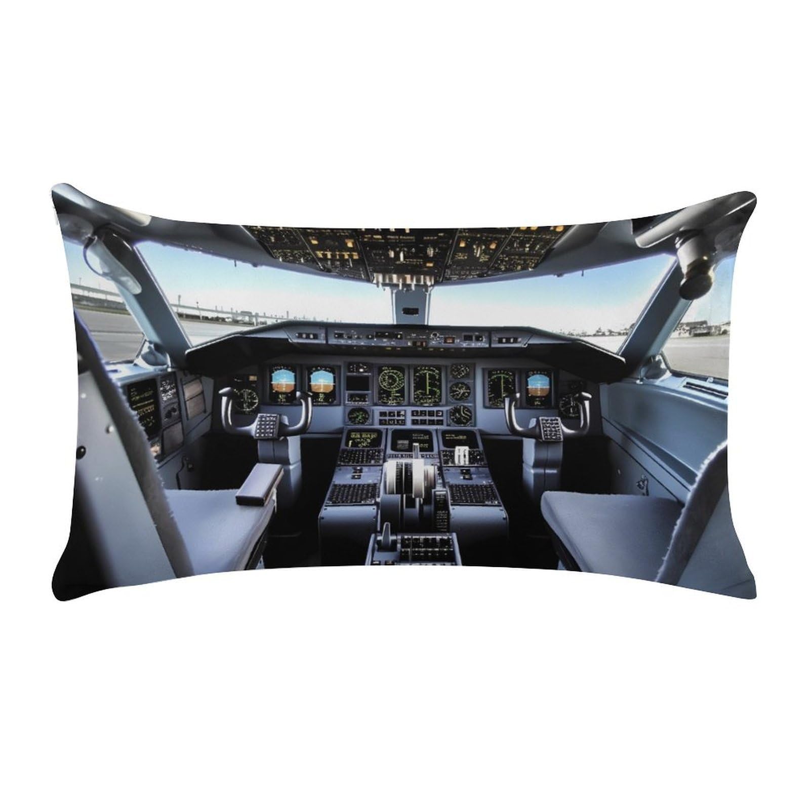 Airplane Cockpit Pillow Cases for Sofa, Super Soft Plush Pillow Cover with Zipper, Luxury Cozy Pillow Shams for All Seasons, Lightweight Pillowcases for Bedroom, 12" X 20"