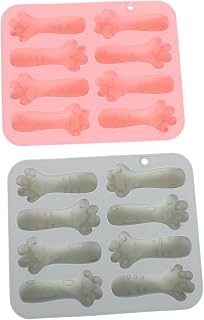 VILLCASE 2pcs 8-Section Animal Claw Silicone Molds Non-stick Baking Mold for Chocolate Candy Jelly Ice Cubes Pet Treats Flexible in Blue and Pink