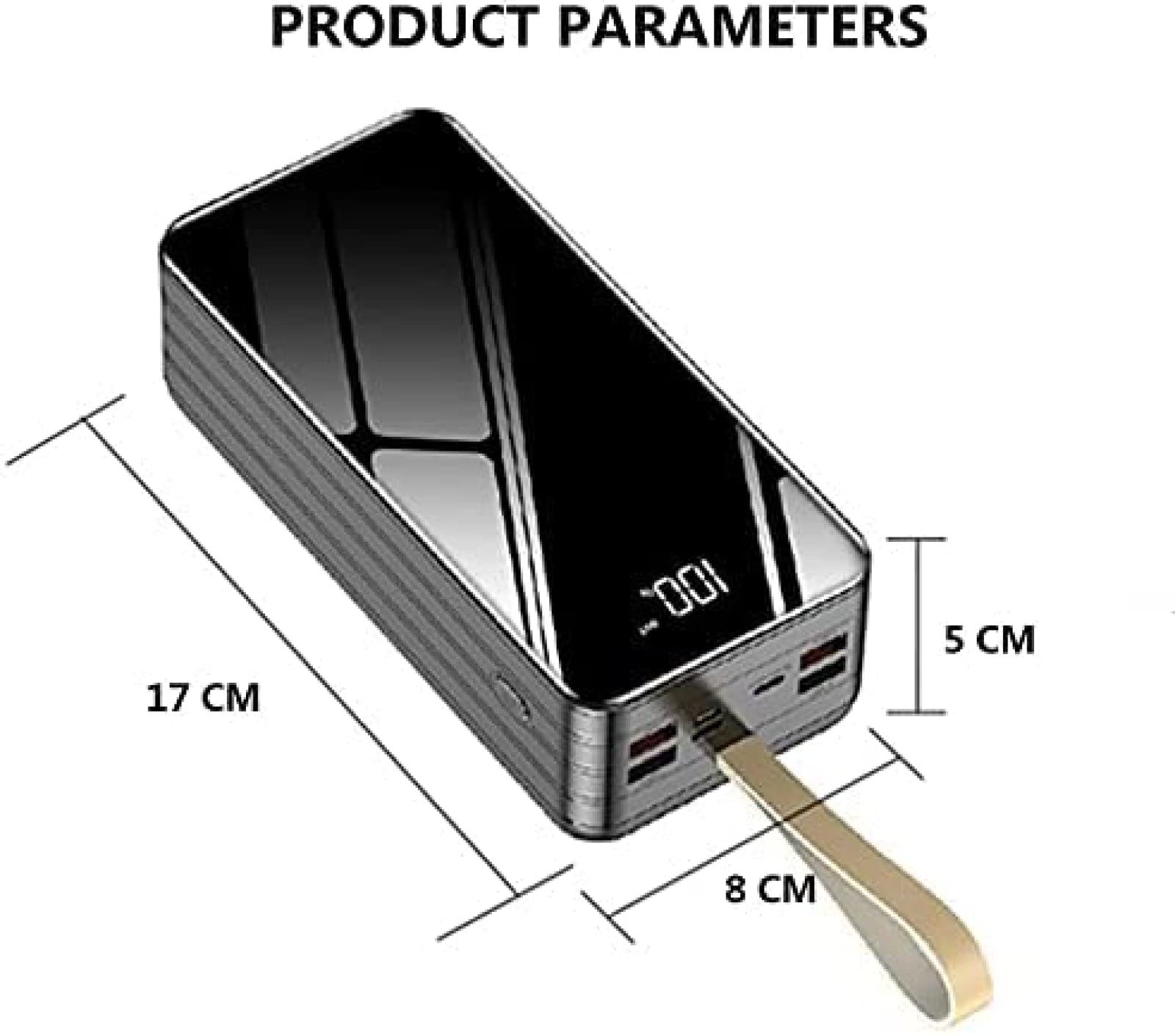 Banco De Energía con Cargador Portátil De 80000 Mah, Batería Externa De Gran Capacidad con 4 Cables Incorporados Y 7 Puertos, Batería De Carga Rápida para Teléfono, Tableta Y Otros,Azul,3000