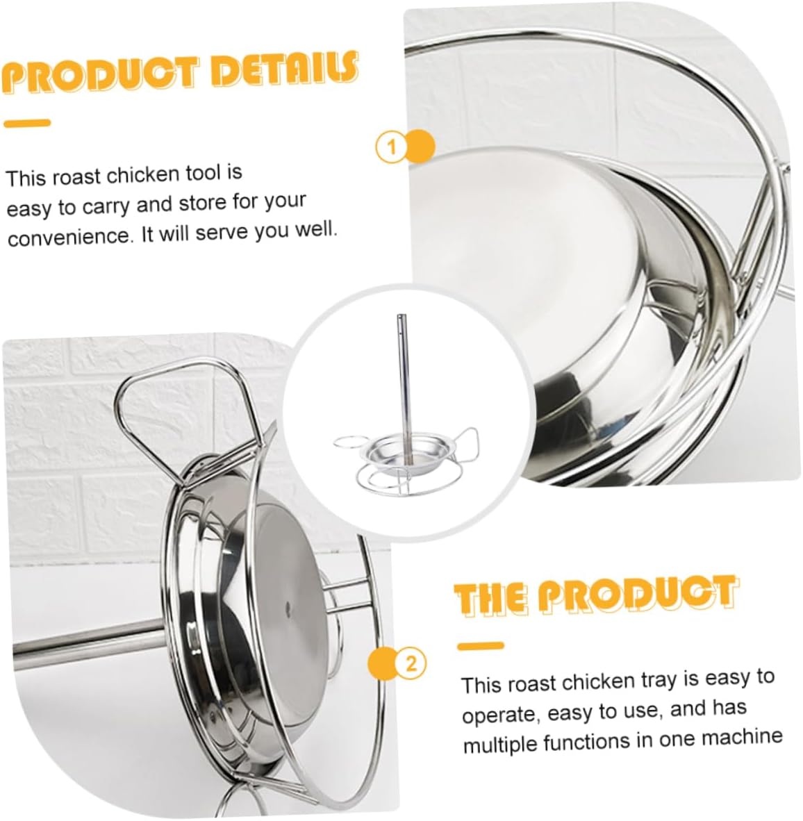 Cabilock Stainless Steel Chicken Rack with Drip Pan Vertical Roaster for Beer Can Chicken BBQ Grill Accessory for Cooking and Roasting