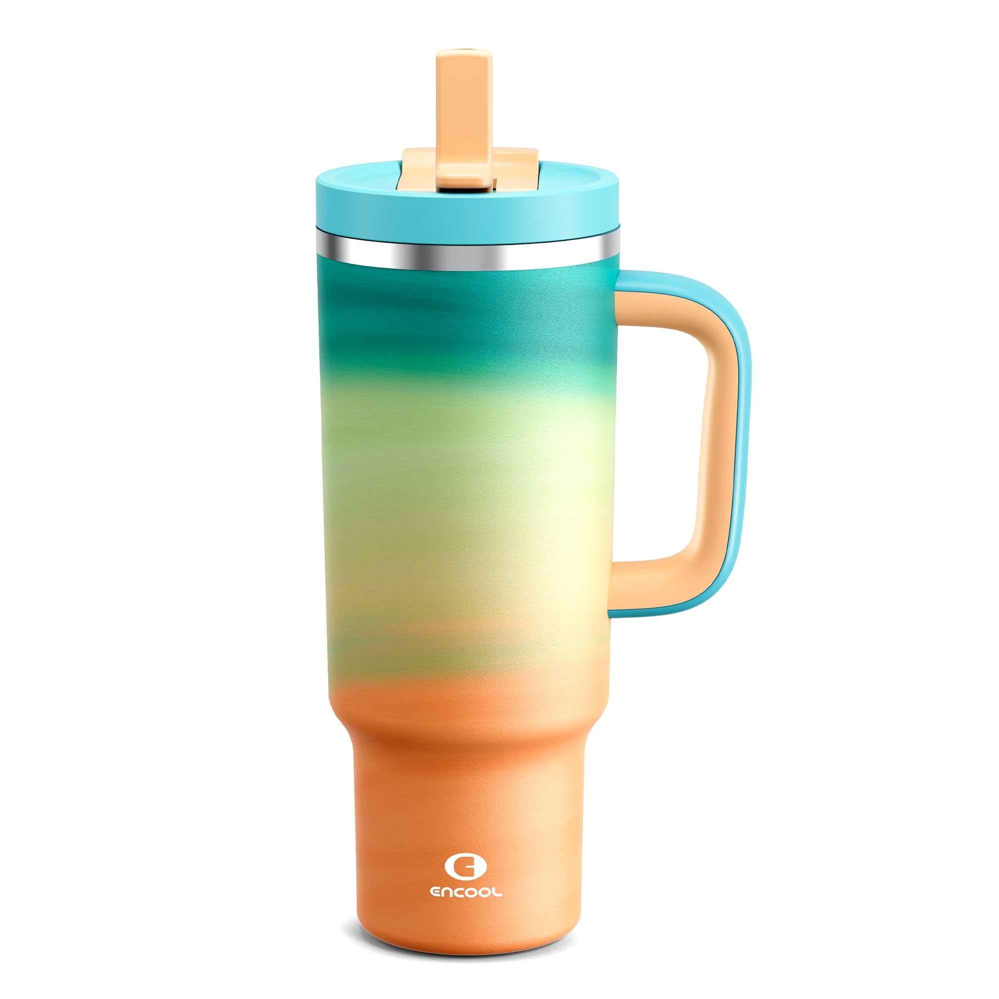 ENCOOL 40 oz Tumbler with Handle and Straw: Stainless Steel Insulated Tumbler Keeps Cold for 24 Hours, Leakproof Travel Cup Fits in Cup Holder and BPA-Free, Avenue
