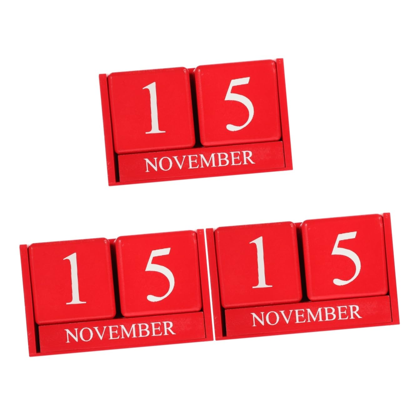 SEWACC 3 Piezas Calendario Perpetuo De Madera Bloques De Calendario Suministros De Oficina De Mesa Decorativo De Pie De Uso Diario De Oficina Rojo Mdf