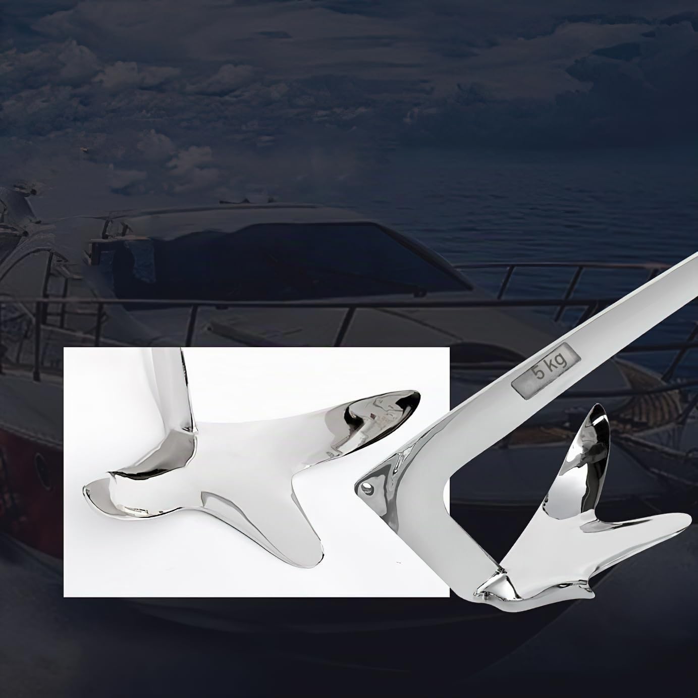 Bootsanker, 5 kg, Bruce-Stil, Krallenanker, robuster 316er Edelstahl, für Yachten, Schnellboote