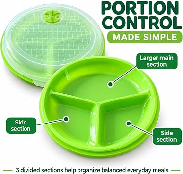 BNYD Portion Control Plate, Meal Prep Lunch Travel Container (Set of 3)