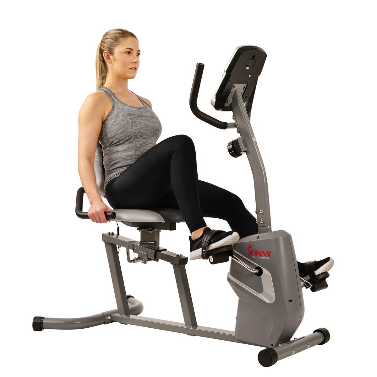 Sunny Health & Fitness Unisex Adult SF-RB4806 Magnetic Recumbent Bike - Silver, One Size