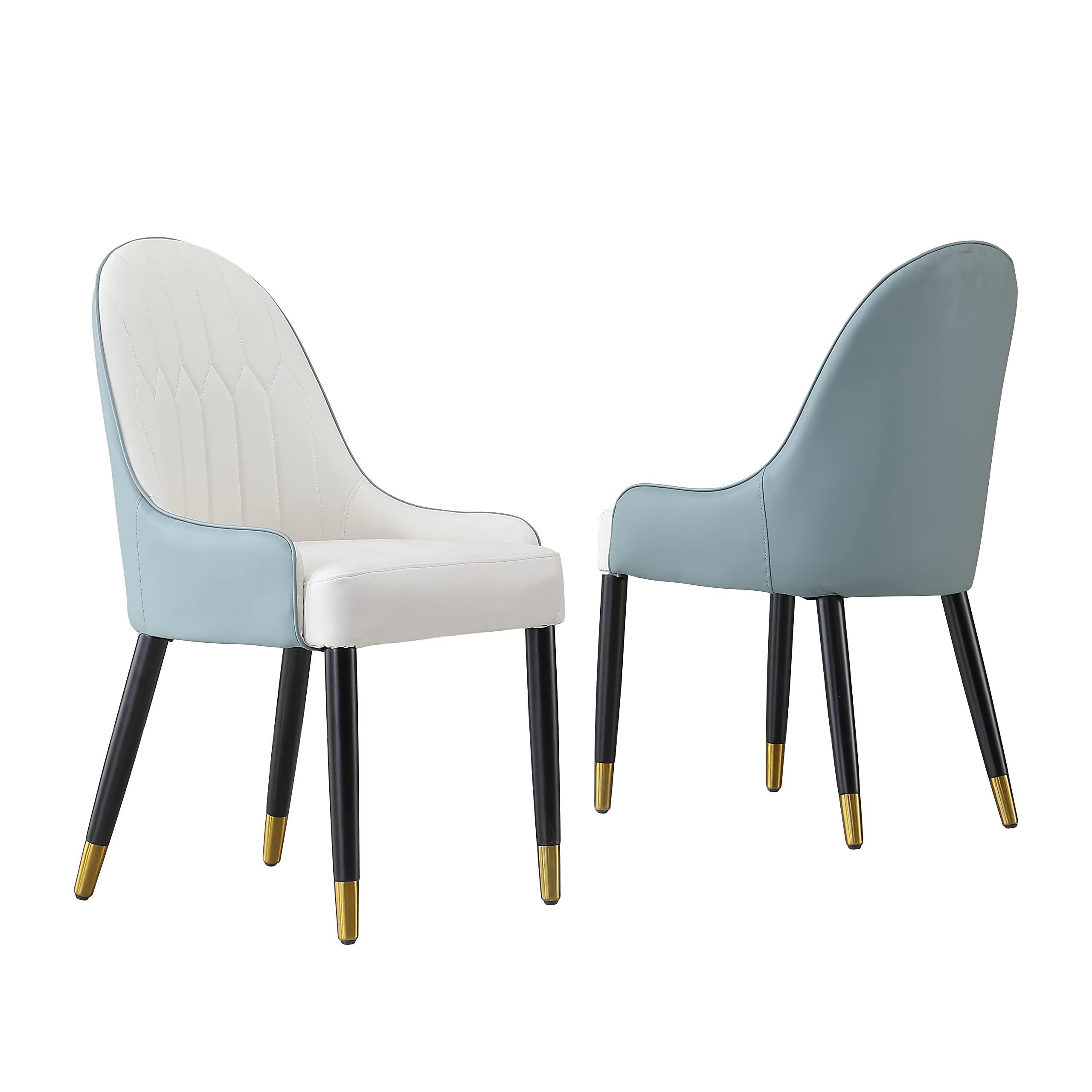 Montary Dining Chairs Set of 2, Mid Century Modern Faux Leather Chair with Solid Wood Metal Legs and Ergonomic Backrest for Living Kitchen Dining Room Chairs (Not Include Table)