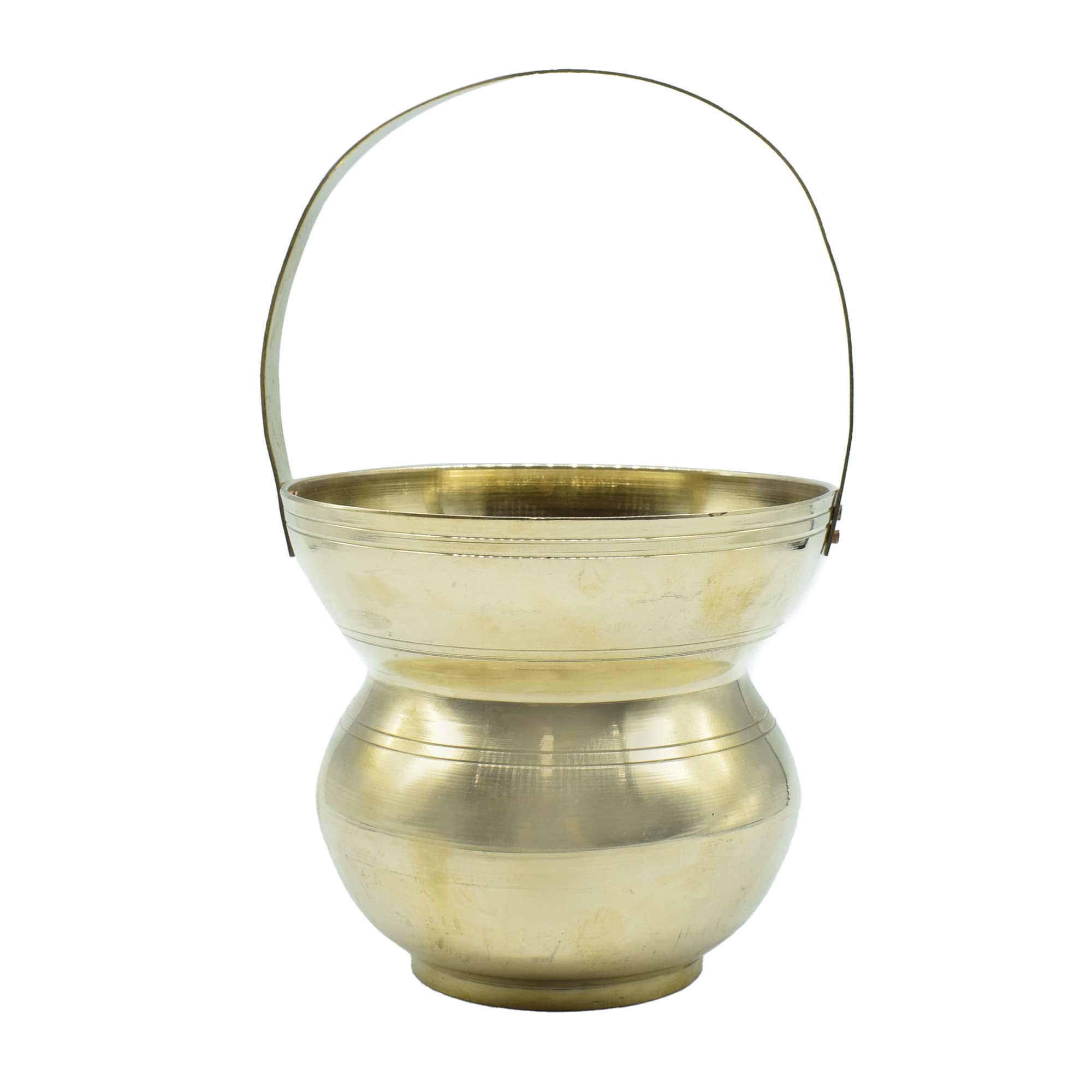 PujaNPujari Brass Kamandalam Kamandal Holy Water Pot with Handle for Pooja and Sadhu Kamandal