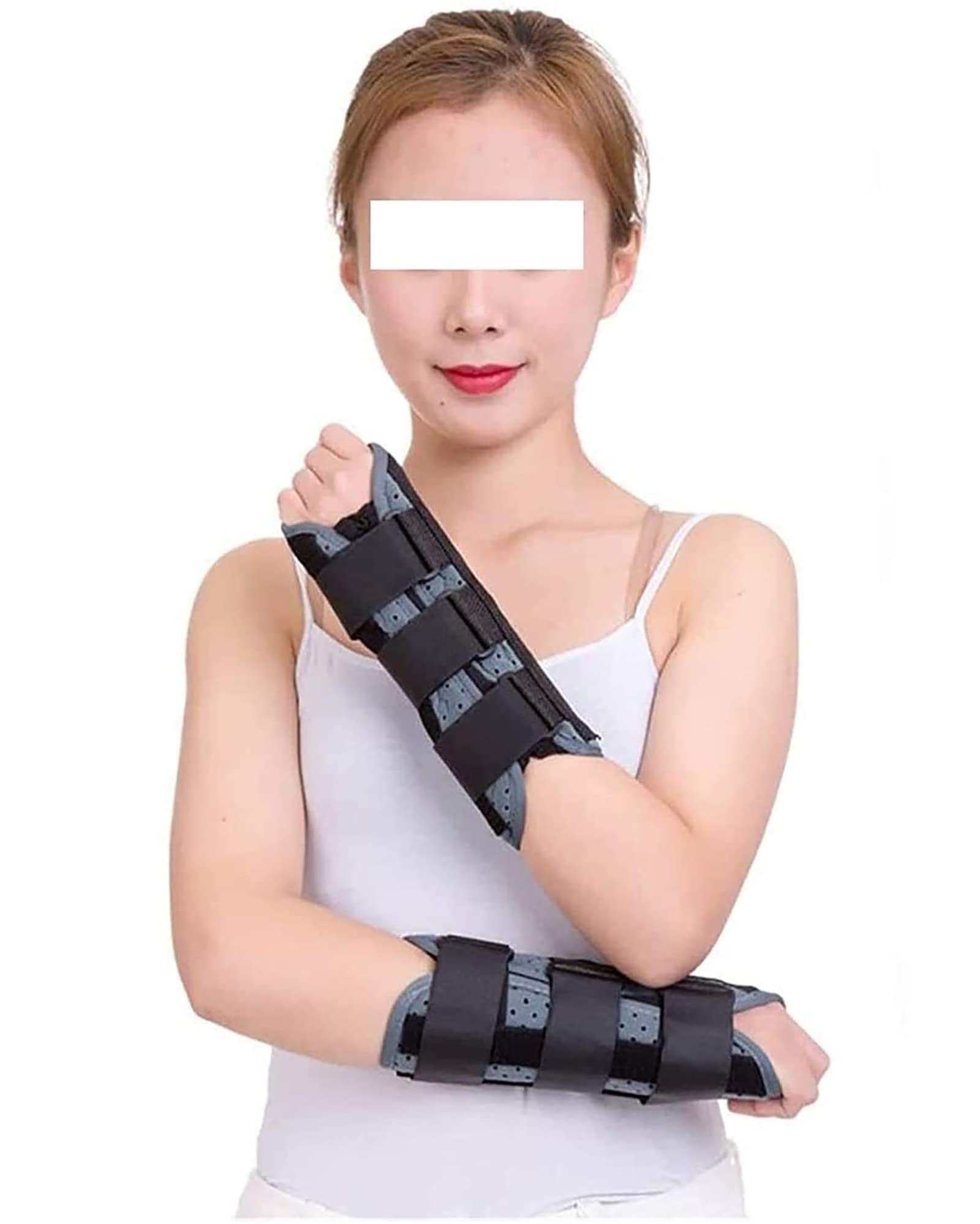 Eslinga de brazo portátil Banda de fijación de fracturas de mano ajustable Inmovilización nocturna Férula de muñeca Soportes para aliviar el dolor, izquierda, M (derecha L)