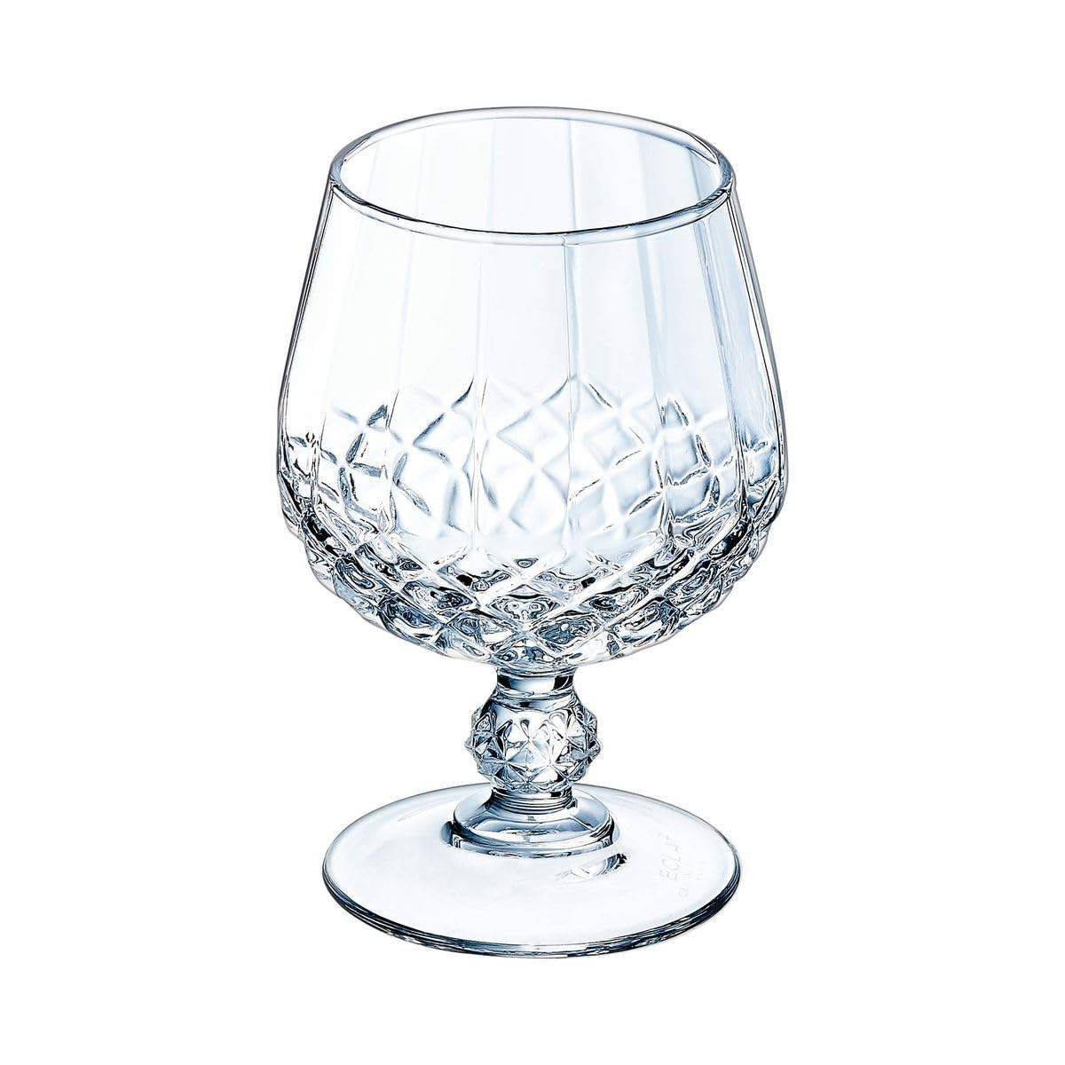 Cristal d'Arques Paris - Collection Longchamp - 6 Verres à cognac 32 cl en Kwarx - Brillance, Transparence et Haute Résistance - Moulures Iconiques - Fabriqués en France