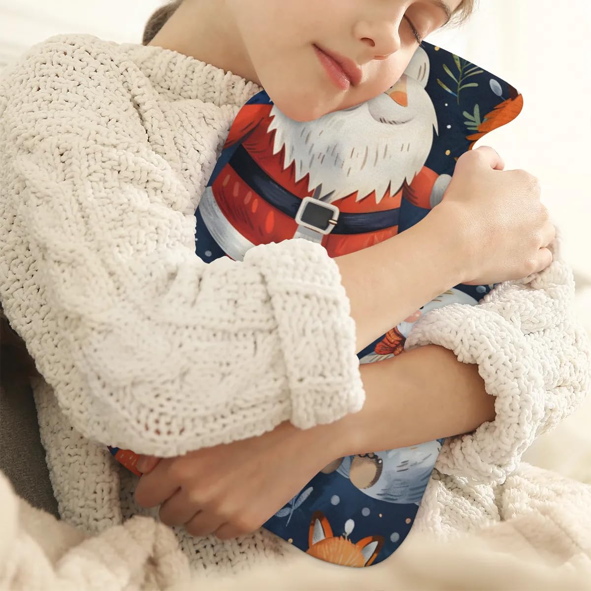 Hot Water Bottle with Soft Cover,2L Fantastic Santa Claus Hot Water Bag for Hot and Cold Compress, Hand Feet Warmer, Magical Santa Claus Rubber Hot or Cold Water Bottle Halloween Christmas Decorations