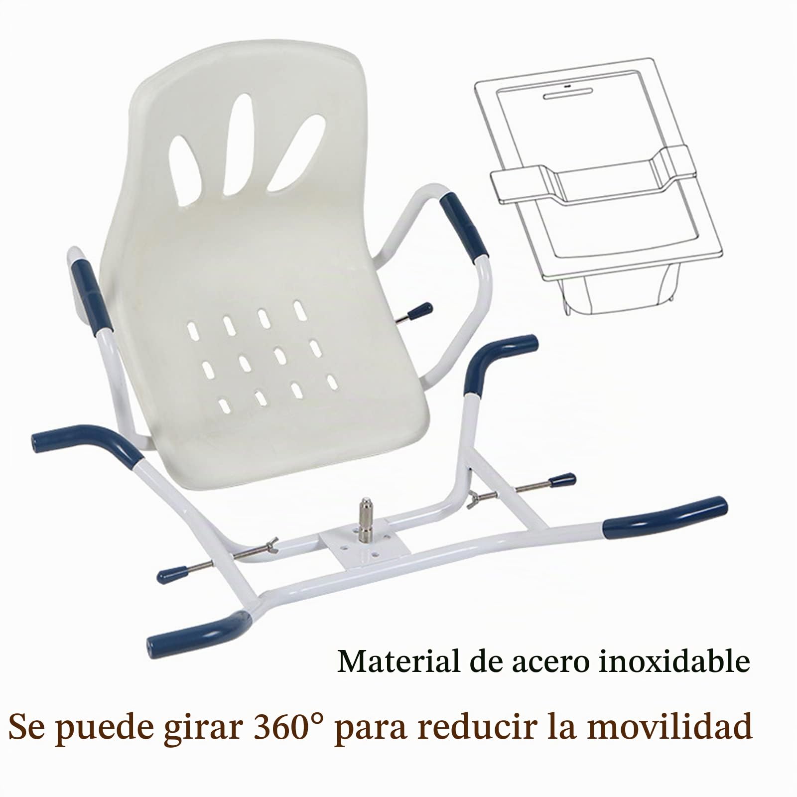 Silla Giratoria Bañera para Personas Mayores y Discapacitados, Taburete de Baño Ducha con Reposabrazos y Respaldo, Antideslizante, Reducir la Actividad para Evitar Lesiones