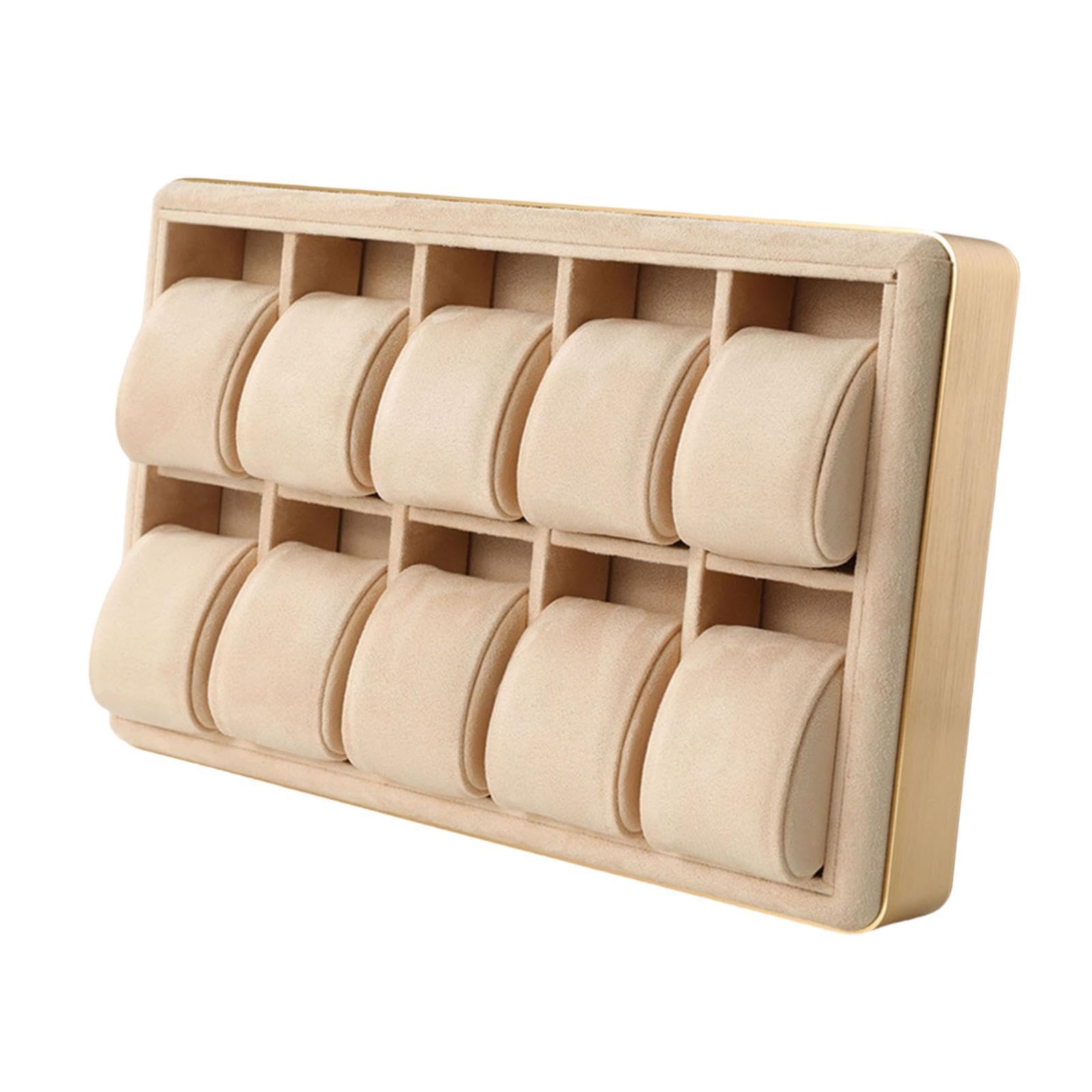 Bandeja para Relojes Y Joyas, con 10 Compartimentos, de Aleación de Aluminio. Organizador para Guardar Relojes Y Coleccionar, Ideal para El Hogar, Tan, Caqui, universal