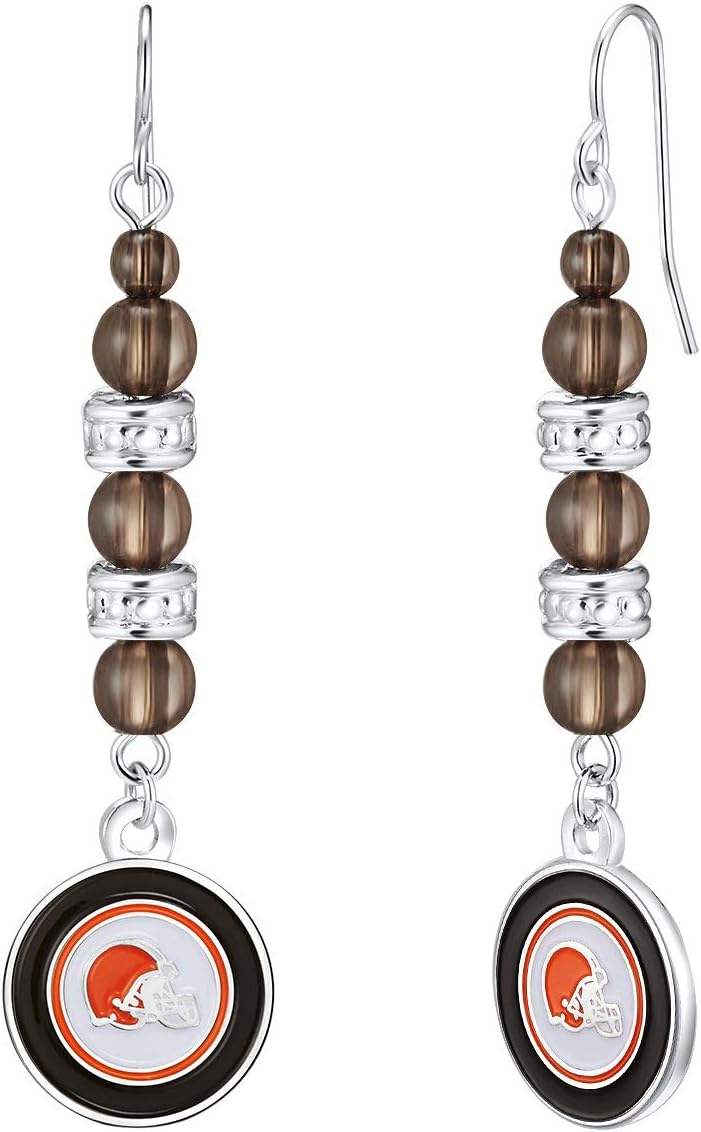 NFL Beaded Dangle Earrings | Sports Fan Jewelry Gift | Fashion Jewelry | Birthday & Holiday Gifts for Women and Girls