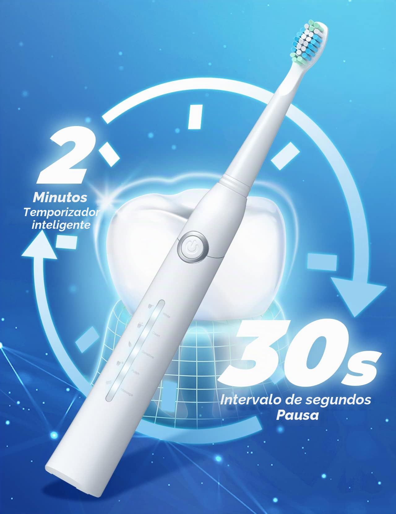 Demita Cepillo de Dientes Eléctrico Sónico, 8 Cabezales 5 Modos | Cepillo sónico con 40000 VPM, 5 modos, carga rápida 4h, 30 días autonomía, IPX7, cepillado profundo y blanqueador