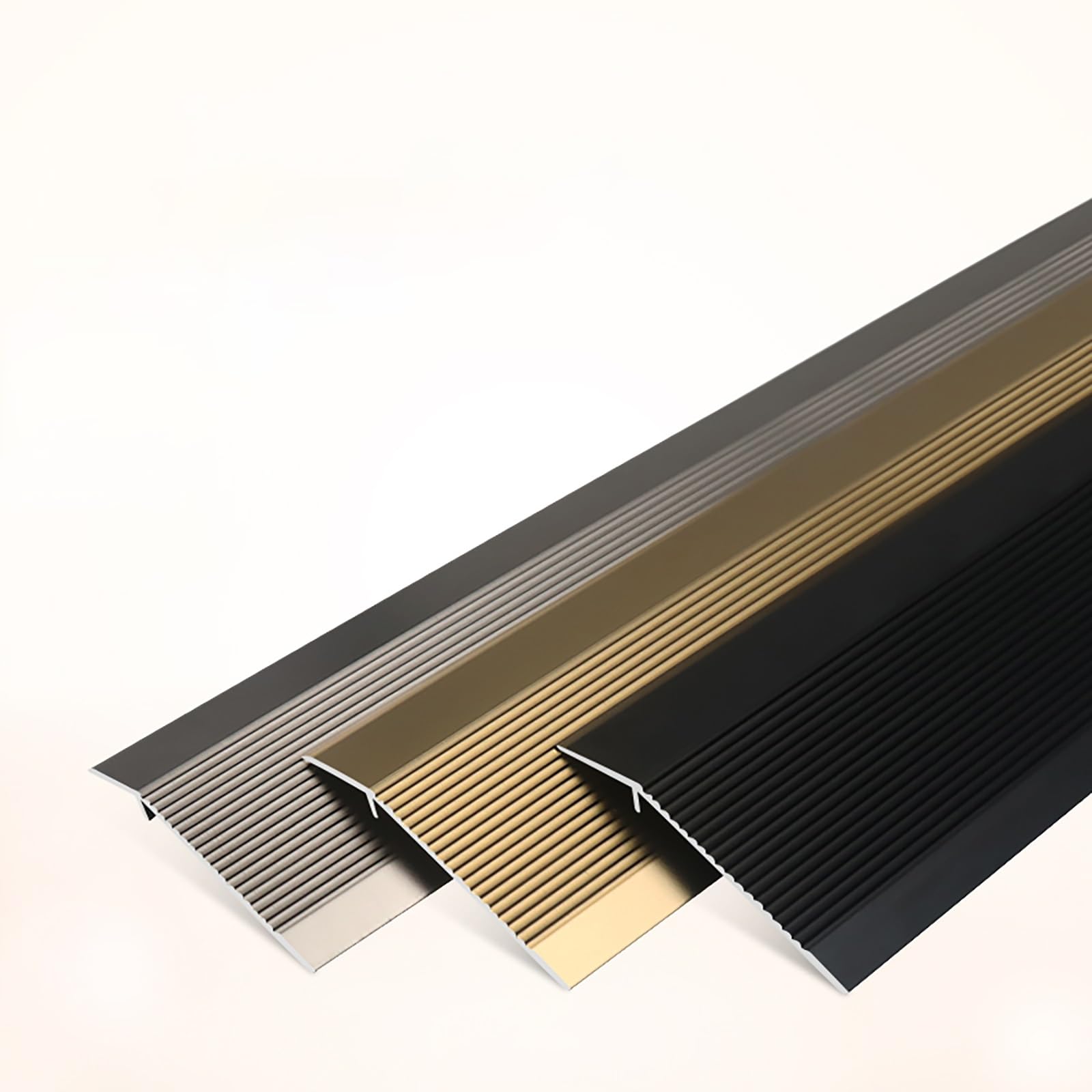 Bordes de escalera de metal antideslizantes para interiores y exteriores. Perfil de aluminio resistente. Protección de esquinas. Tiras antideslizantes para peldaños (gris hierro).
