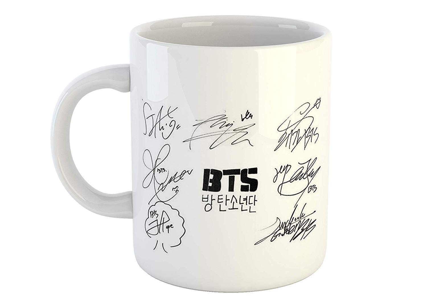 My D SQUARE Coffee Mug Cartoon BTS Bangtan Birthday Gifts for Women Girls Boys Kids Friends Army 1 Piece White Ceramic Cup 325 Ml