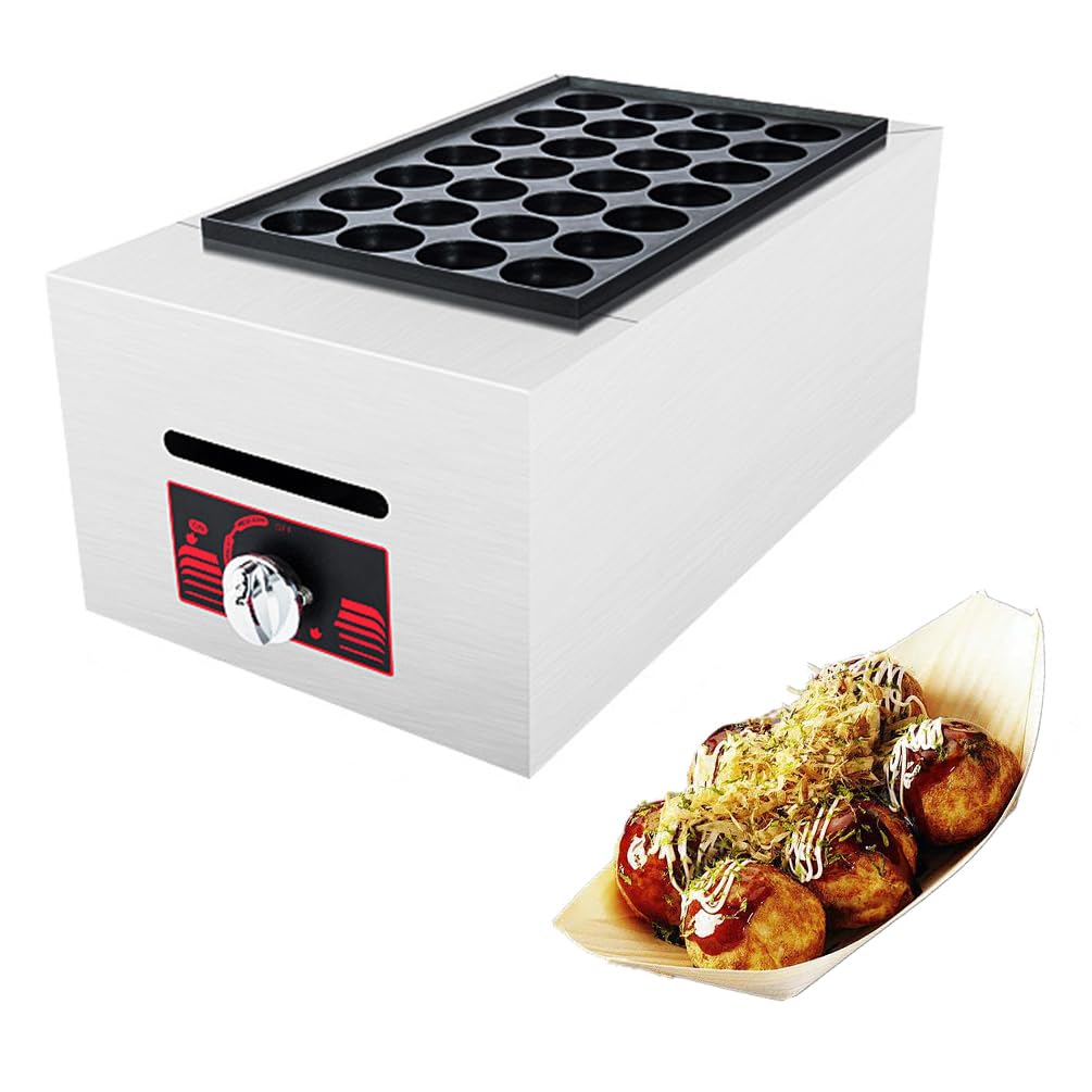 Máquina para Hacer Takoyaki Comercial De 28/56 Piezas por Tiempo, Máquina para Hacer Takoyaki A Gas De Doble Placa, Máquina para Hacer Bolas De Pescado De Pulpo De Acero Inoxidable, Máquina para