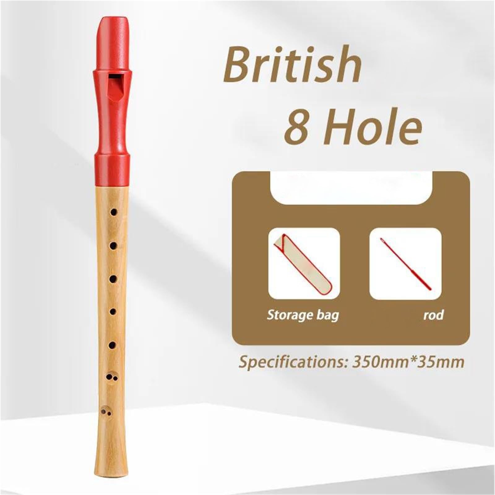 Blockflöte 8-Loch Blockflöte Aus Holz Für Anfänger | Hohe Stimmung: Klarer und heller Klang für Üben.(British)