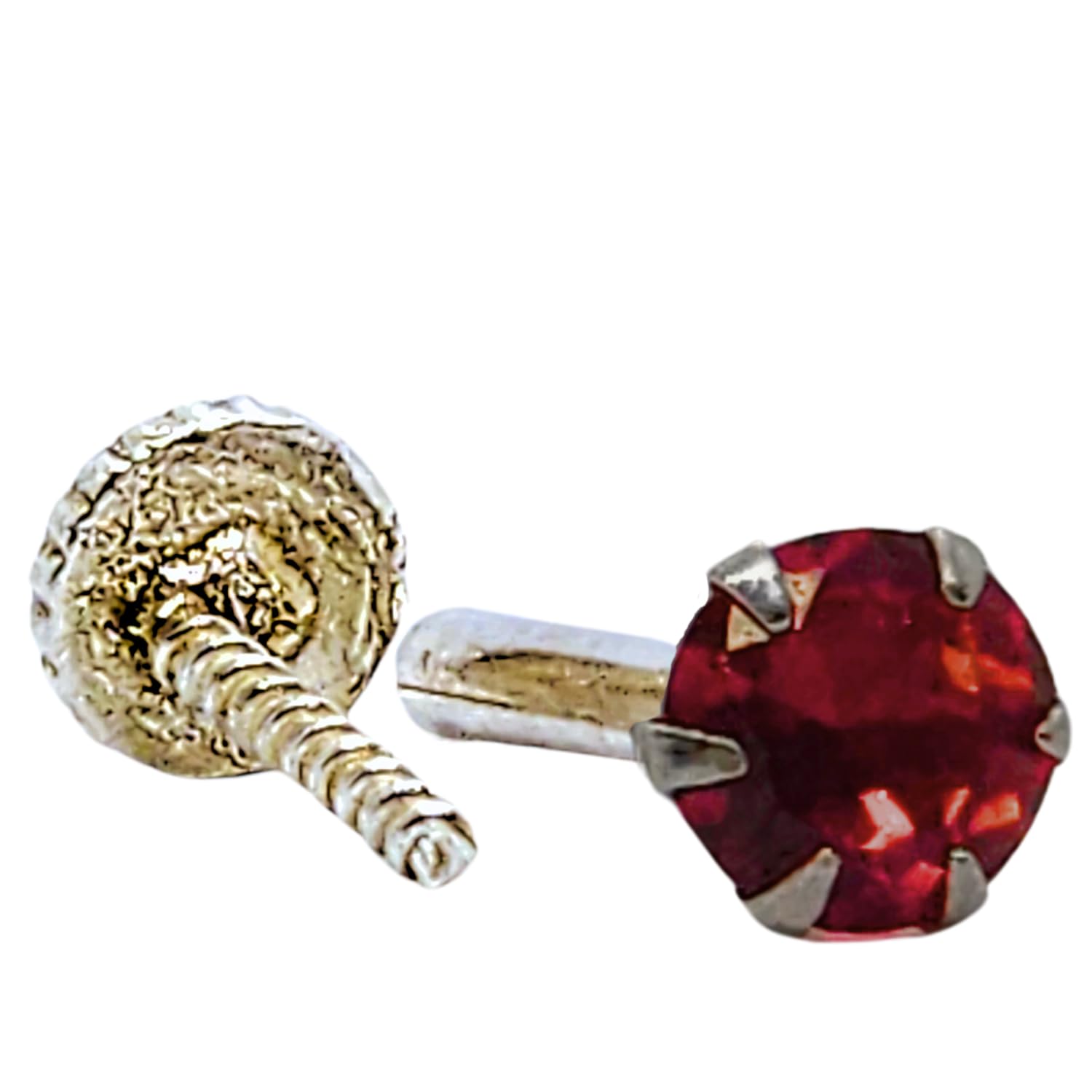 DARSHRAJ 925 Sterling Silver Red Zircon Nose Pin with Screw Back for Girls Women 3 MM Single Pic (B0D6Z3XW3N) Amazon Price History, Amazon Price Tracker
