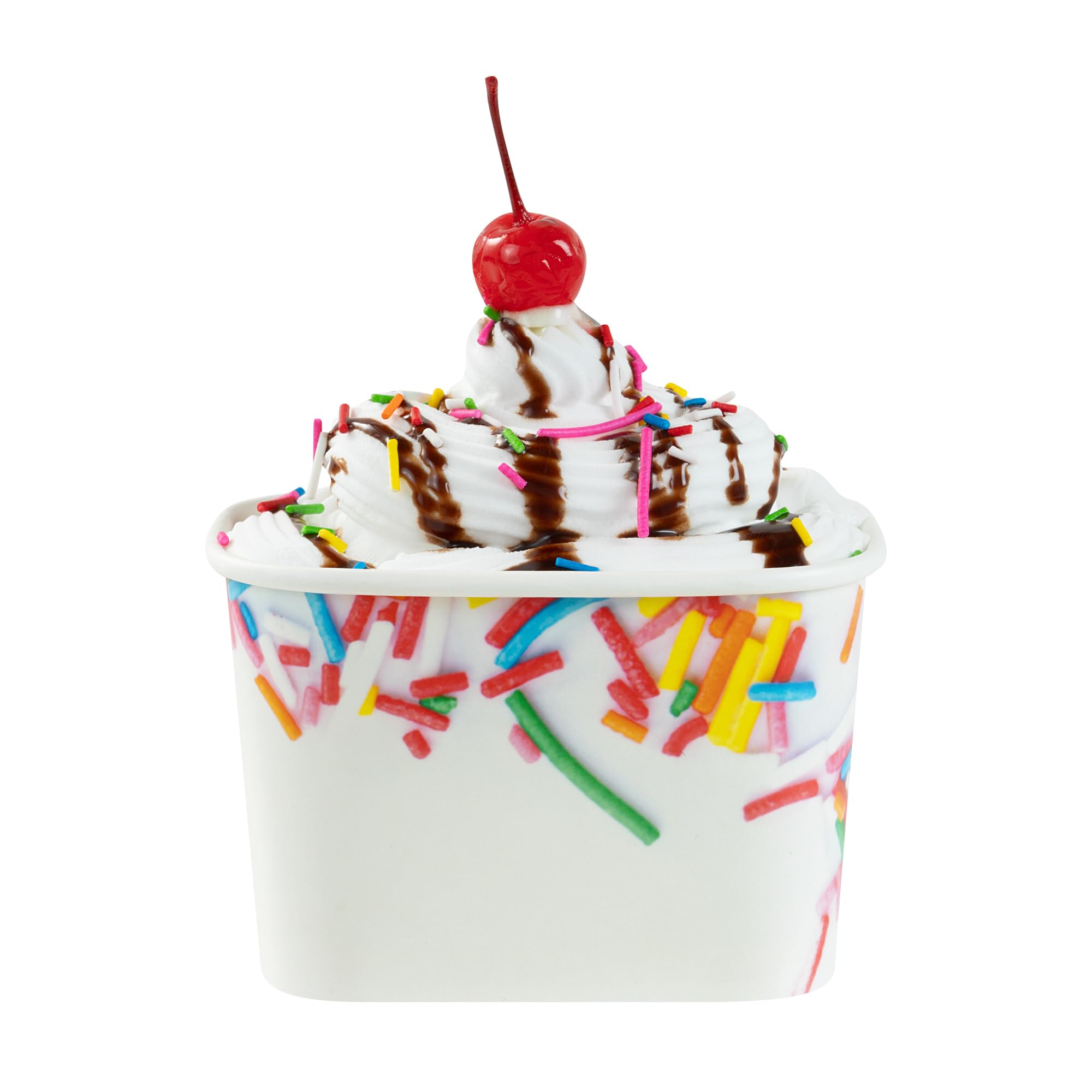 Restaurantware Paper Cups 200 Count 12 Ounce Square Disposable Ice Cream Containers, Leak-Resistant Paper Dessert To Go Cups, Hot And Cold Food, Durable Festive Sprinkles Design, Lids Sold Separately