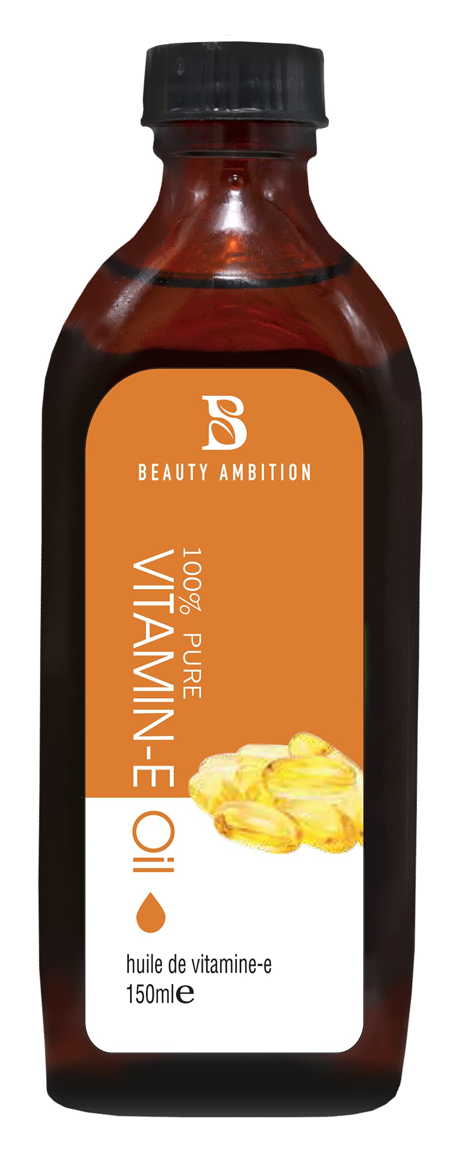 BEAUTY AMBITION Vitamin E Oil - 100% Pure & Natural, Visibly Reduce the Look of Scars, Stretch Marks, Dark Spots & Wrinkles for Moisturized & Youthful Skin - 150 ml