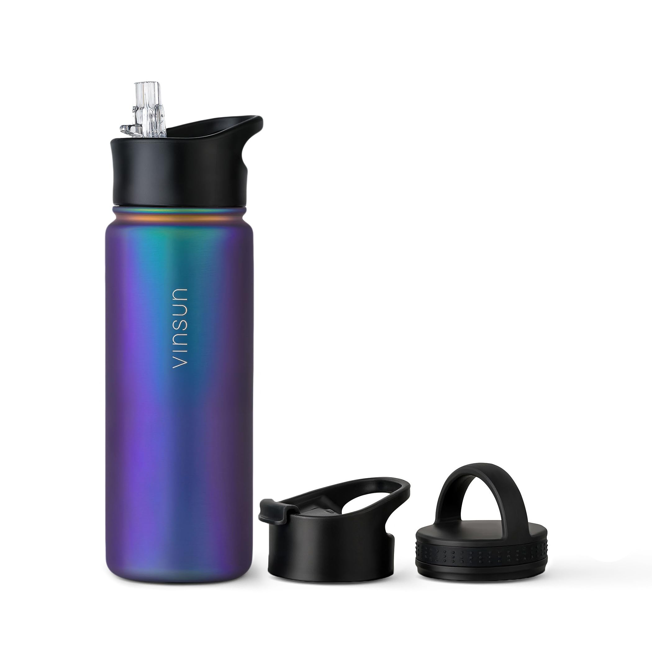 Vinsun Botella Agua Acero Inoxidable 500ml - 3 Tapas - sin Fugas, sin BPA, Reutilizable - Cantimplora Termica para Deporte, Colegio, Gimnasio, Bicicleta, Oficina — view 23