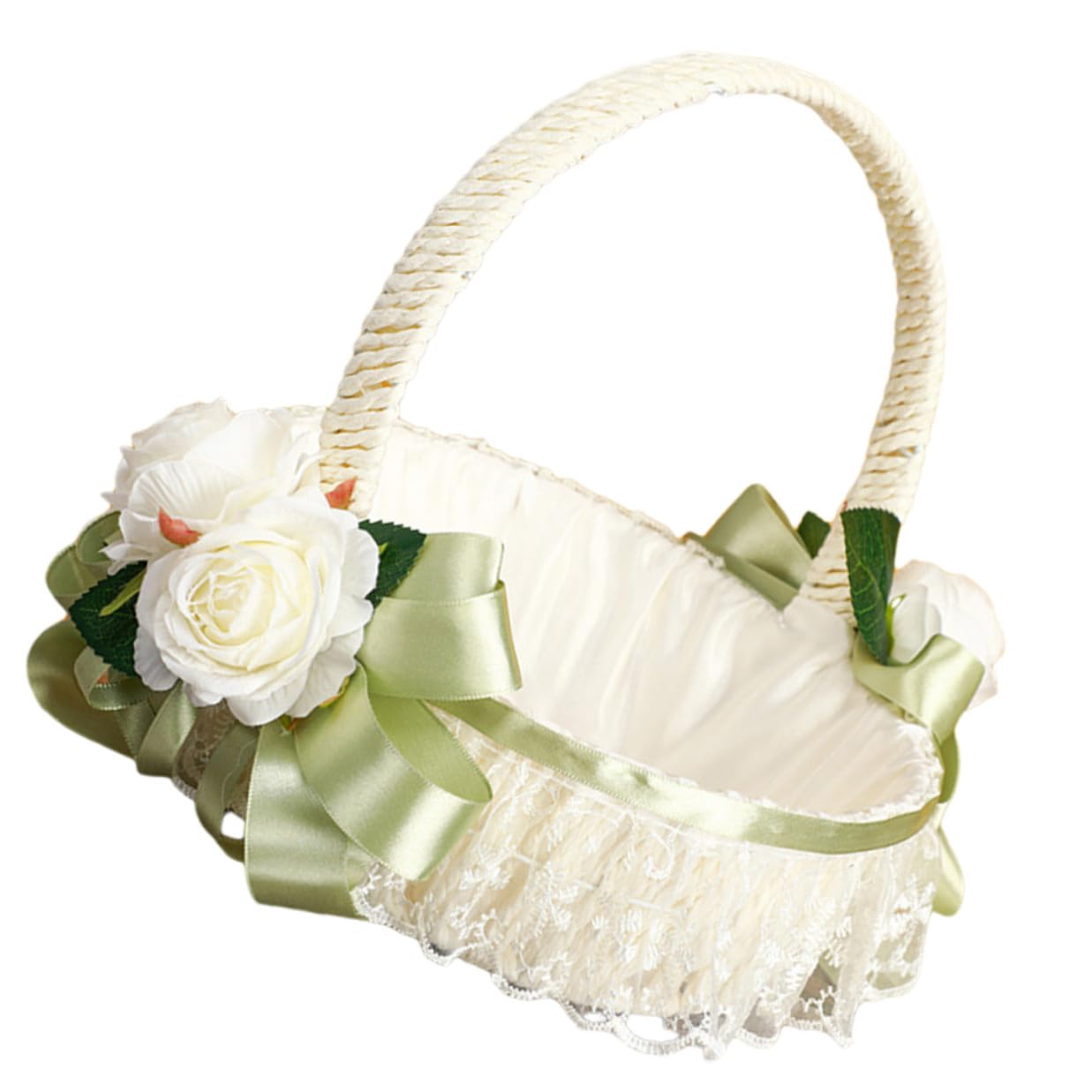 Cabilock Panier de Demoiselle D'honneur Mariages Petit Panier Rustique pour Demoiselle D'honneur Décoratif à Fleurs pour Cérémonie de Mariage