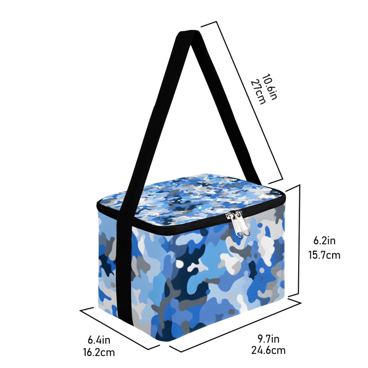 GzLeyigou Lunch Bags for Women Men 9 Cans,Fashion Blue Camouflage Hot & Cold Food Delivery Bag Insulated Grocery Bag Insulated Lunch Box Camo Cooler Bag for Office Work Picnic Beach