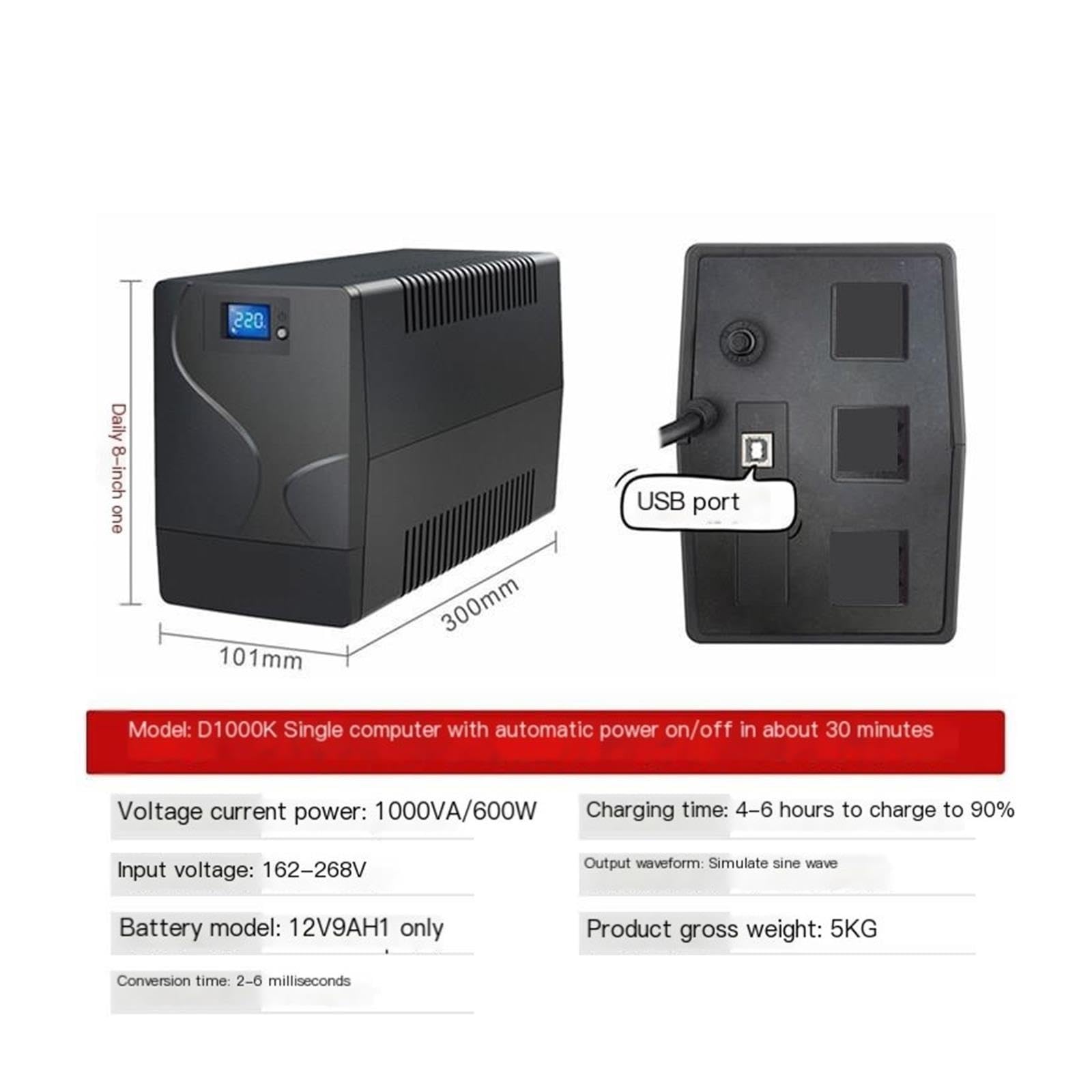 Gruppo di continuità UPS, UPS a torre D1000K 600W 1000VA