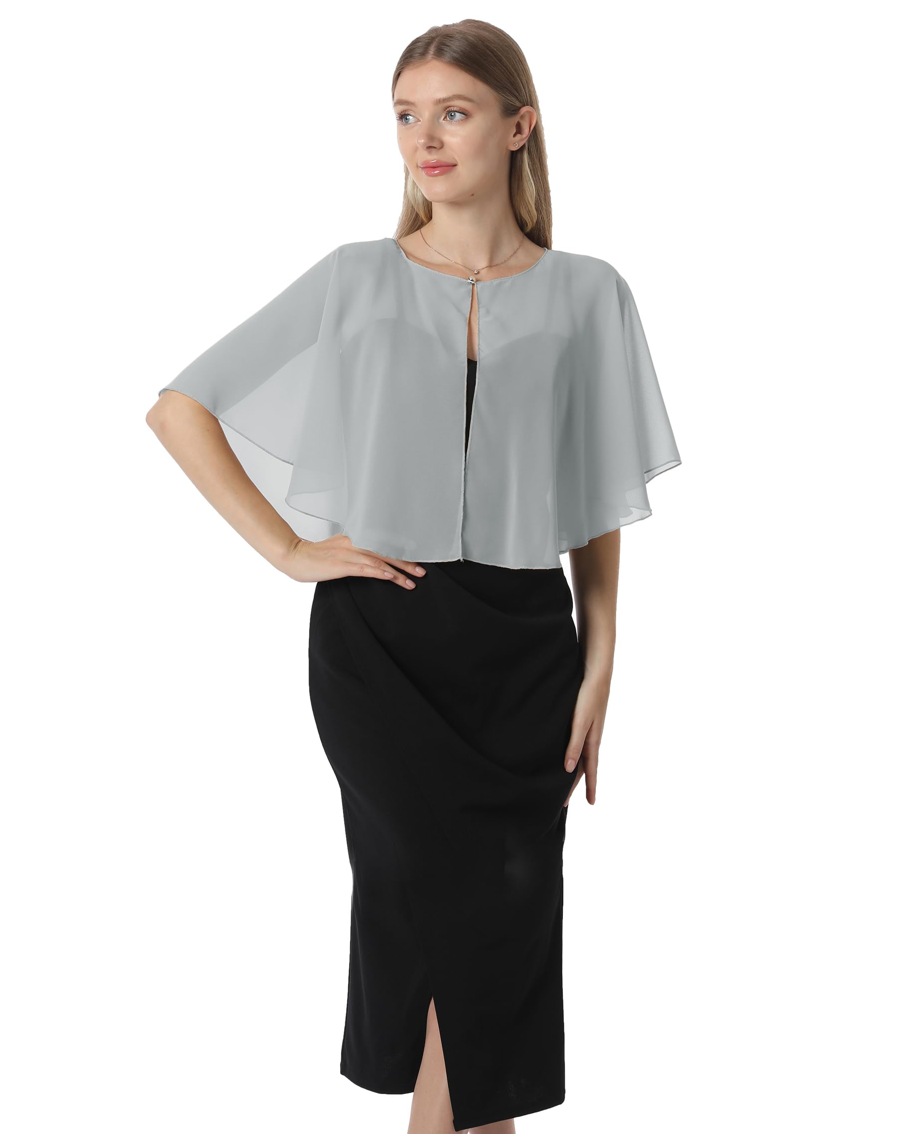 Mantella in chiffon, mantelle morbide, scialli e stole per abito da sera, mantella da sposa, accessori scialle anni '20 per donna