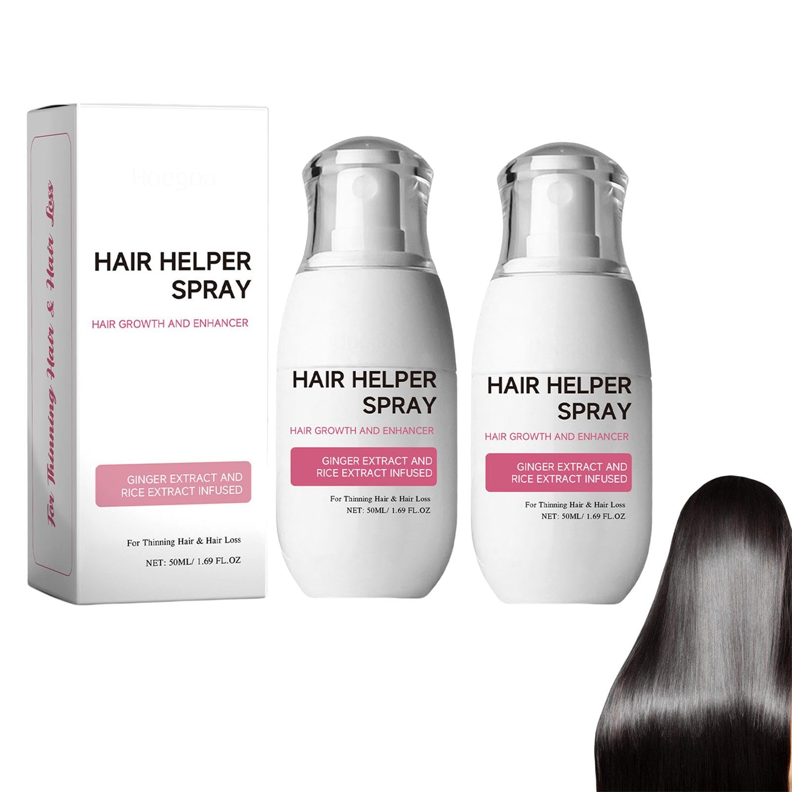 2 Pack Hair Helper Spray | 50ml Hair Growth Spray | Hair Regrowth Rice Nutrition Spray for Thinning Hair | Hair Thickening And Nourishing Rice Water Spray for Women & Men