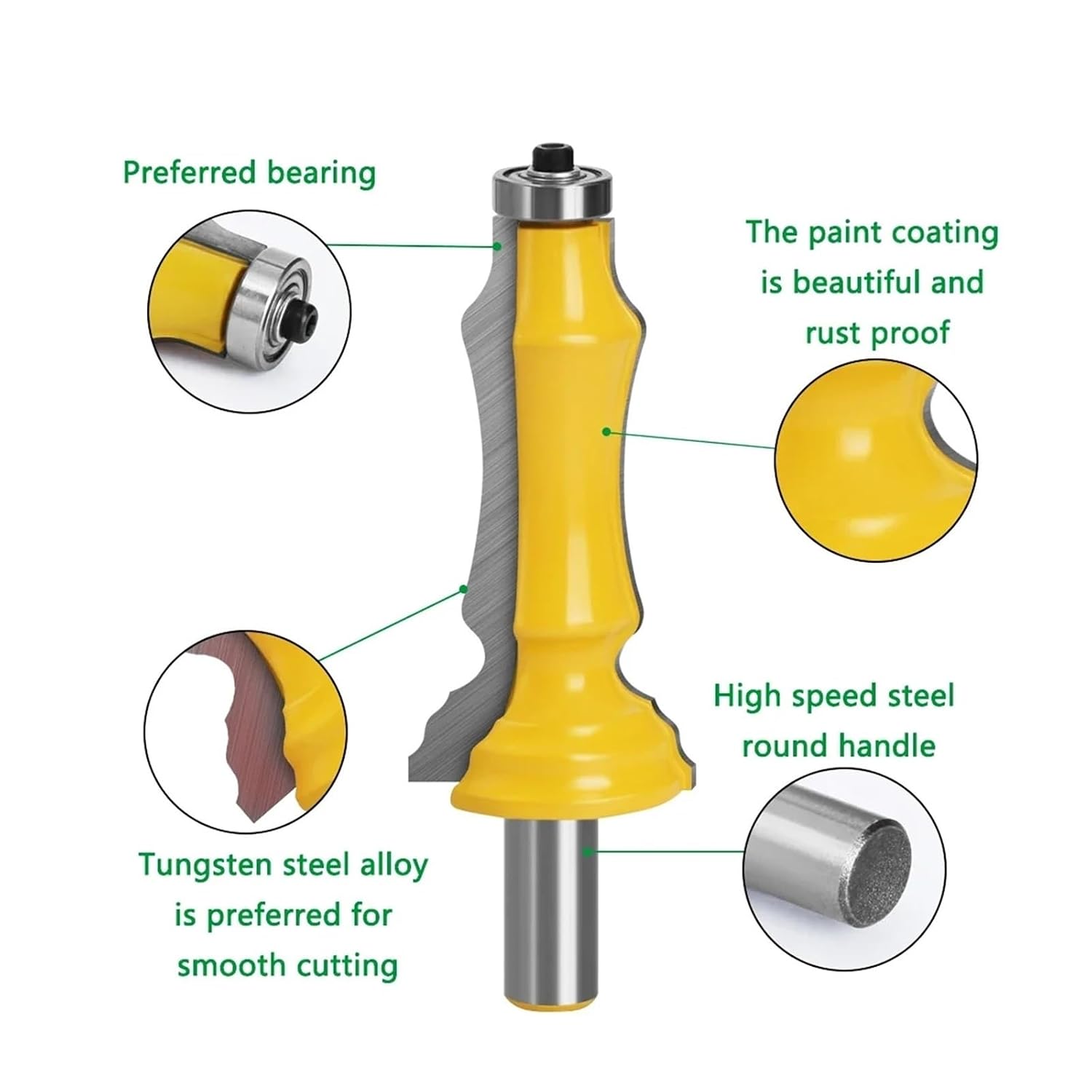 1/2" 12mm Shank Door Window Line Casing Router Bit Woodworking Milling Cutter for Wood Bit Tungsten Cobalt Alloy(12mm Shank)