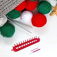 Vista 7 de Rectangle Knitting Looms Plastic Weaving Looms with a Crochet Hook and Needle (Color is Random), QLRFFLJOY 2 pcs Knitting Looms Set DIY Scarf Hats