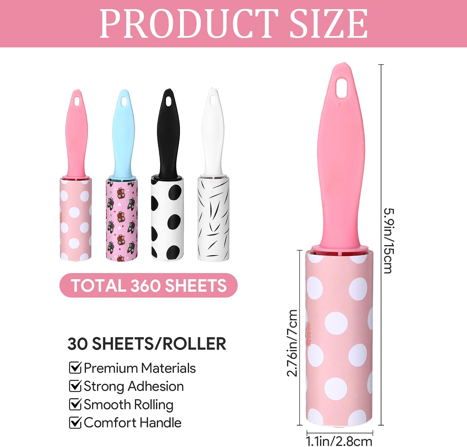 12 Pcs Mini Lint Roller Travel Size Portable Travel Lint Roller for Purse Pet Hair Clothes Furniture Car Compact Lint Bursh Sticky Small Cat Hair Removal Tool Gifts 360 Sheet
